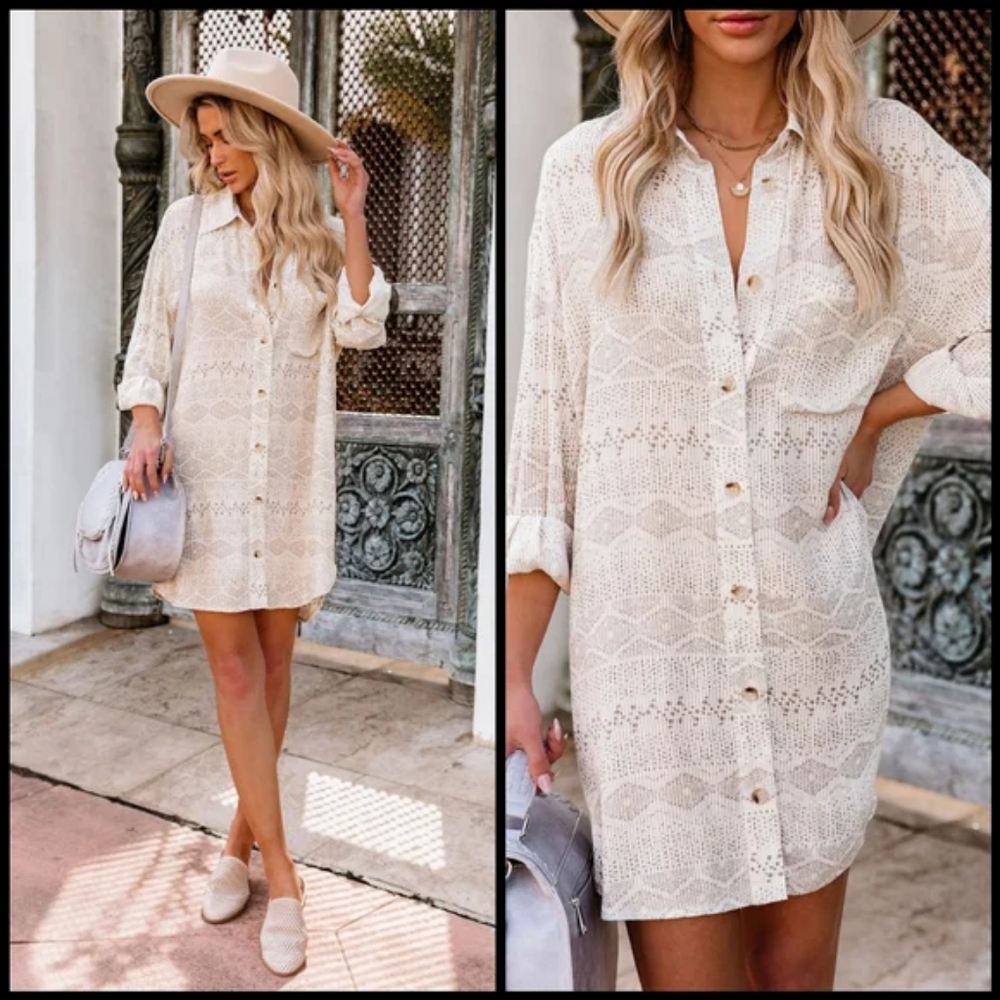 Vici Train Of Thought Dress  Button Down Travel Size L‎